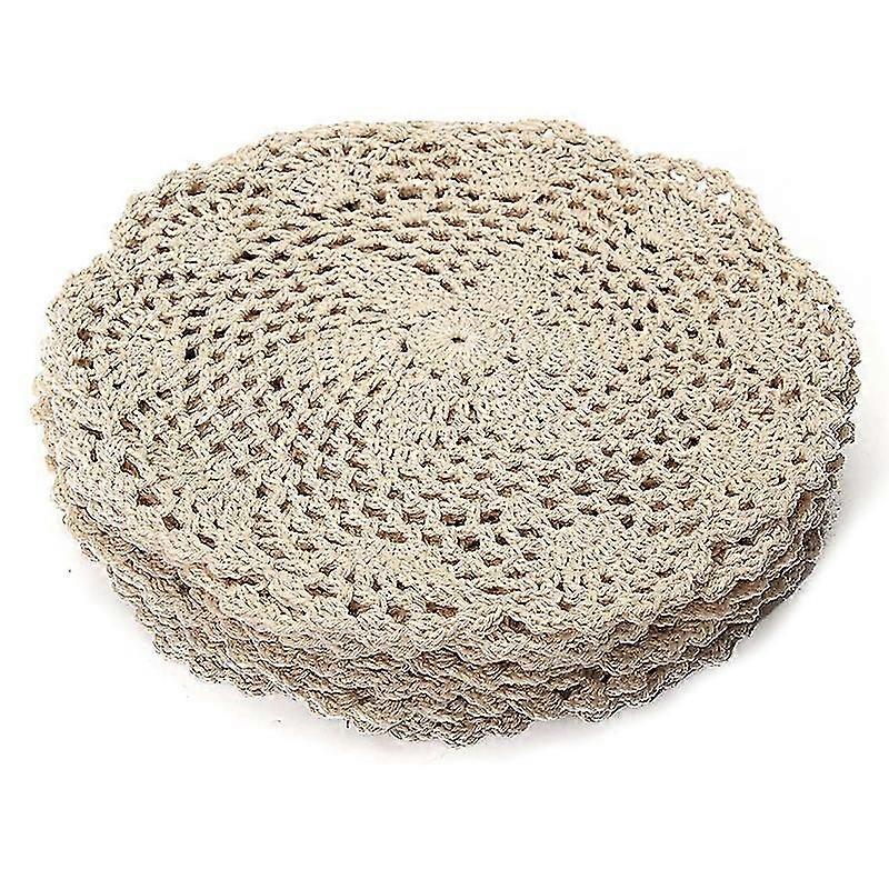 12pcs خمر القطن حصيرة جولة اليد الكروشيه الدانتيل Doilies زهرة الوقايات الكثير المنزلية الجدول ديكو