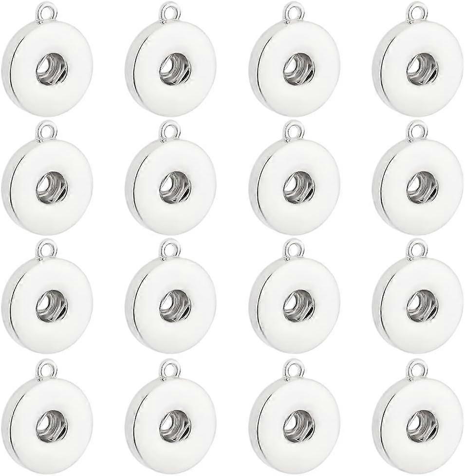 16pcs Alloy Hang Snap Base Pendant 19mm Platinum Alloy Button Pendant Flat Round Pendant Snaps for Interchangeable Snap Charms DIY Decoration Button P