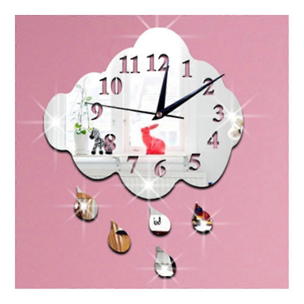 Creative 3D Silent Wall Clock Sticking Raindrop Mirror