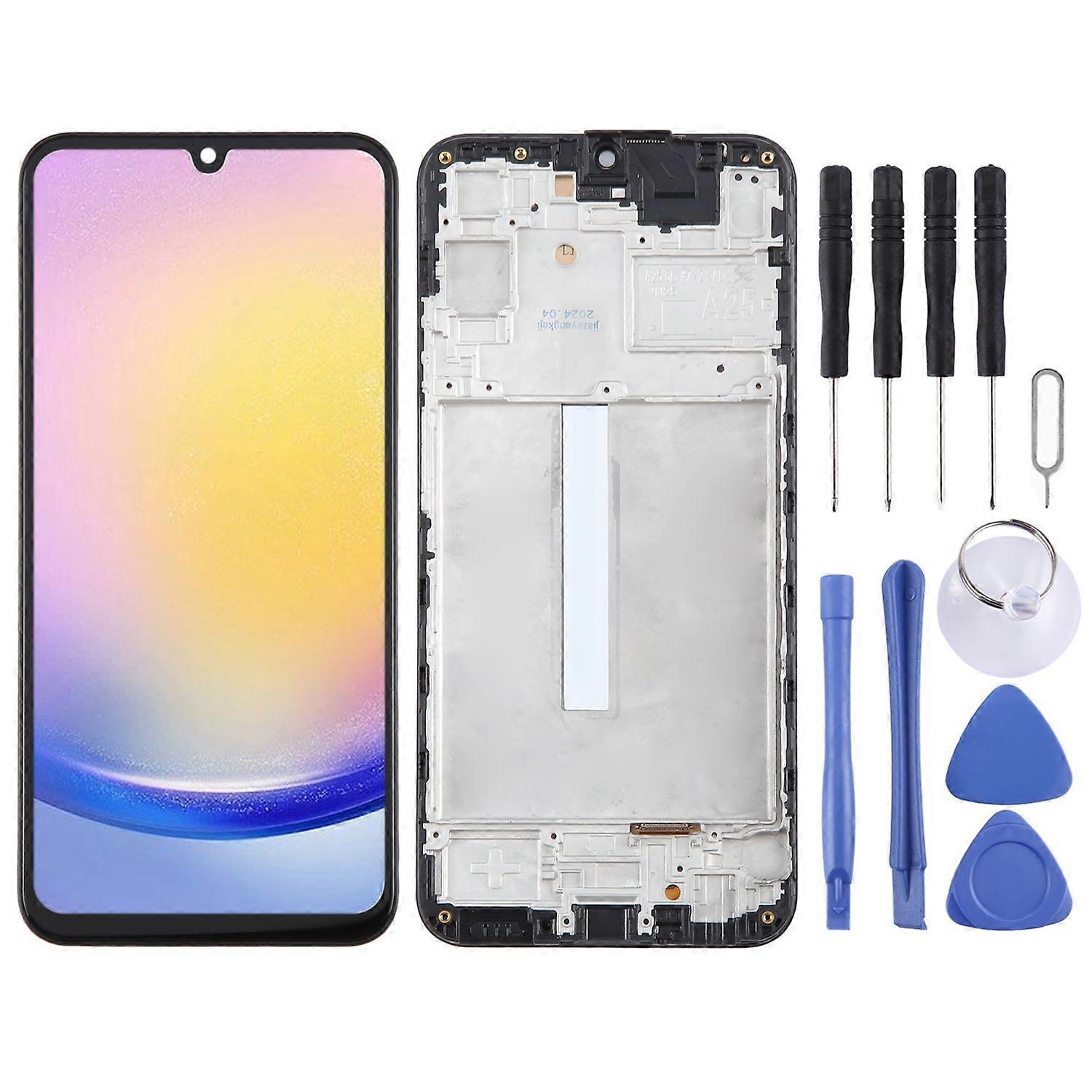 For Samsung Galaxy A25 SM-A256B Display Full TFT LCD with Frame Unit Touch Spare Part Repair Black (without Fingerprint)