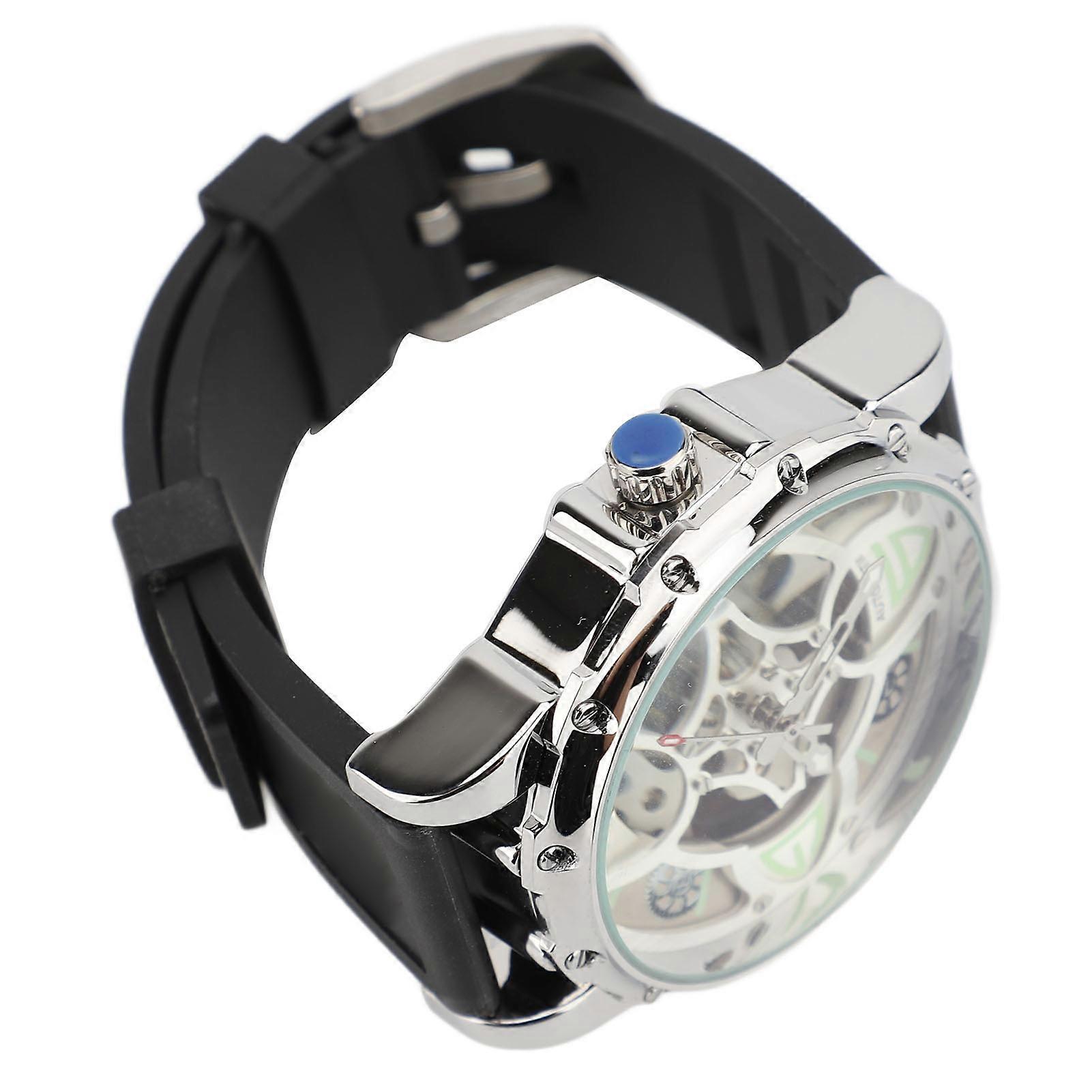 Automatic Mechanical Watch 45mm Silver Black 30M Water Resistant