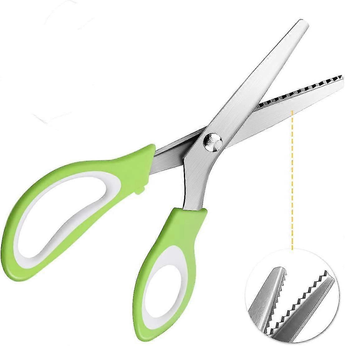 Serrating Scissors Sewing Scissors Professional Quality 24cm - Green,2255