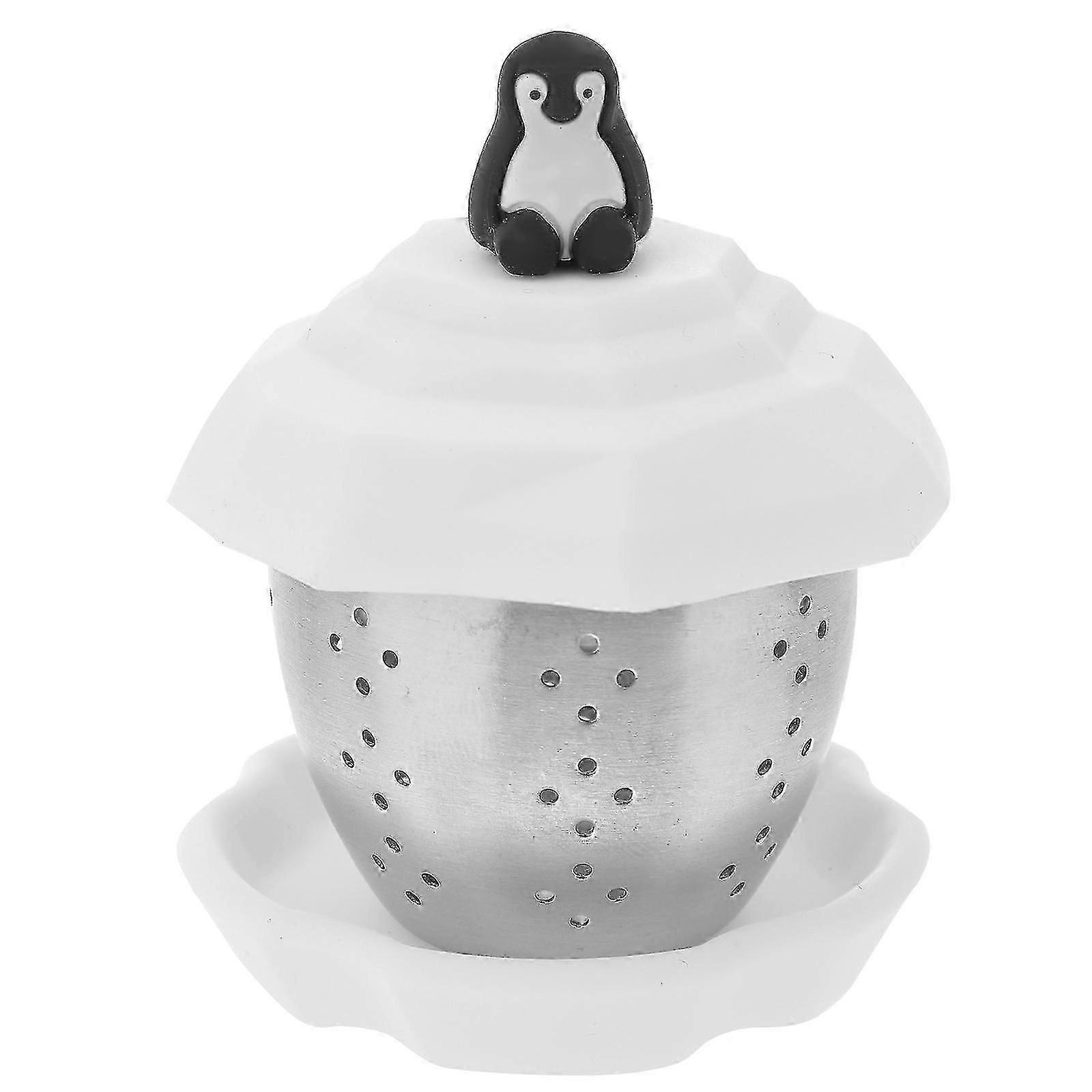 Edelstahl Tee Infuser Filter Pinguin Tee Sieb Tee Filter Tee Leckage Tee Art Tool für zu Hause (weiß)