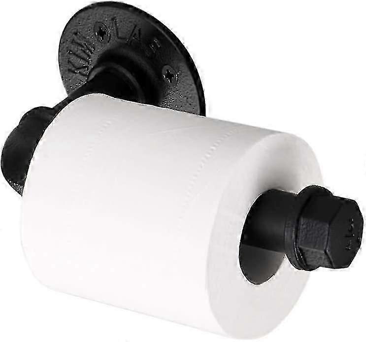ヴィンテージスタイルのトイレットペーパーホルダー、工業用鉄パイプロールティッシュホルダータオルラック、バスルーム、ベッドルーム、キッチン(ブラック)用ハードウェア付き