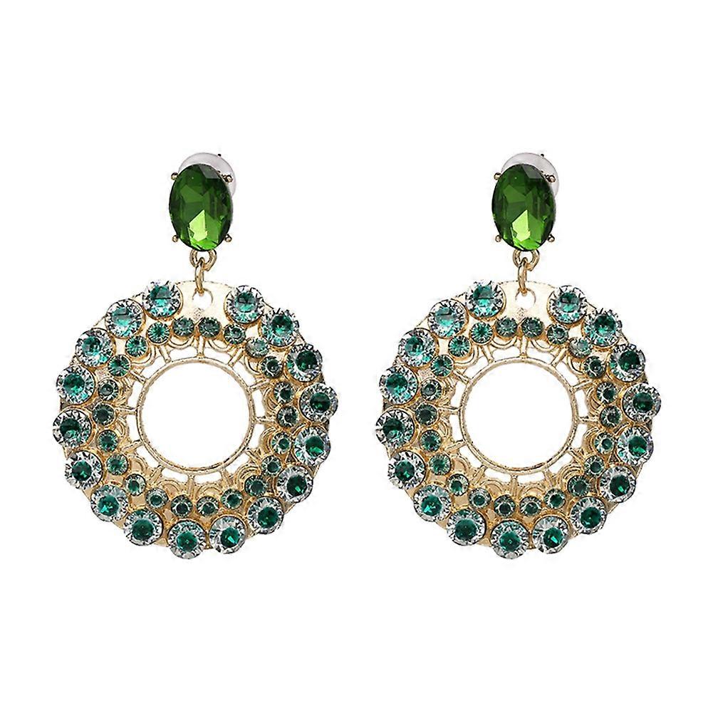 Pendientes de botón de pendiente de mujer de moda decoración (verde)