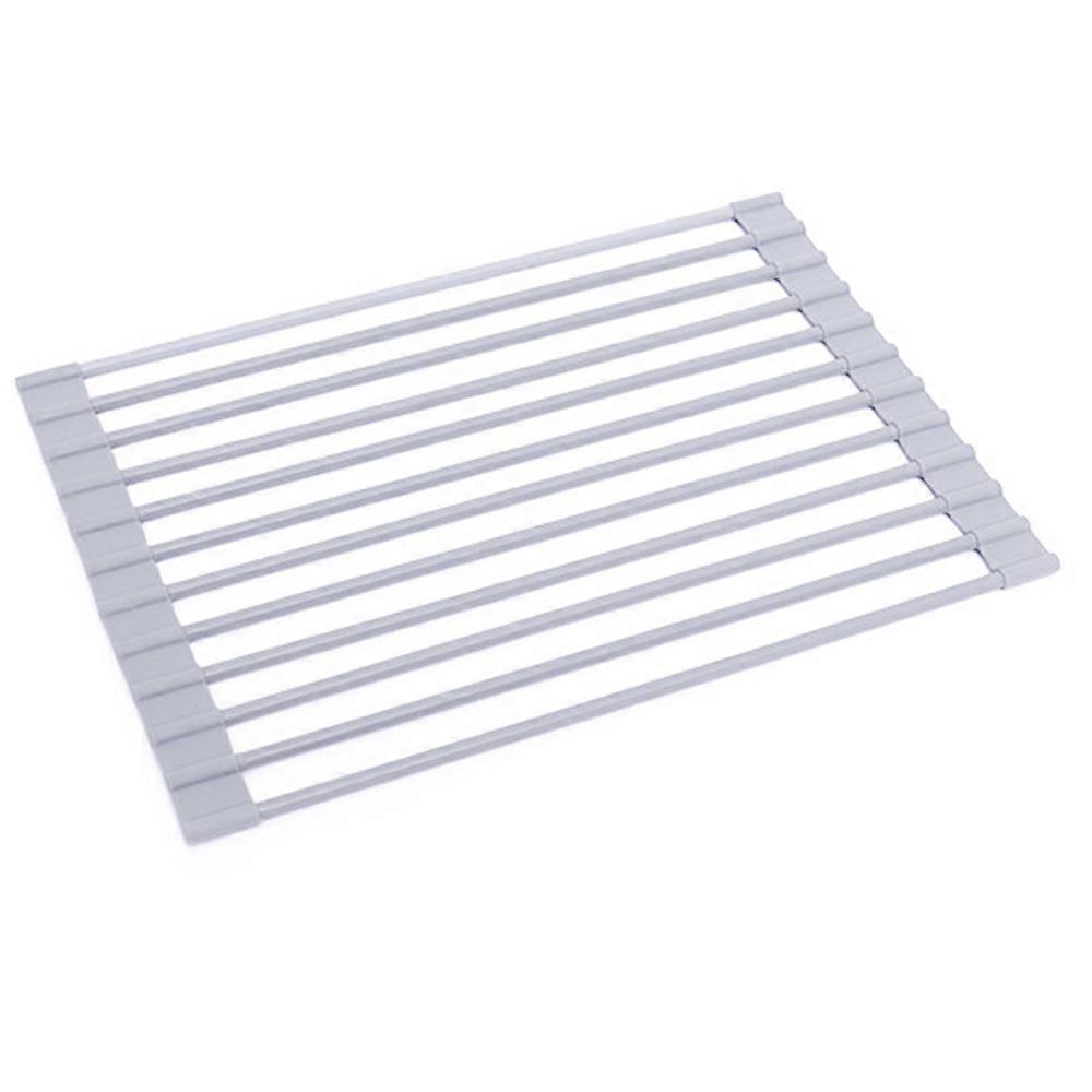 Roll-up dish drying rack saves countertop space
