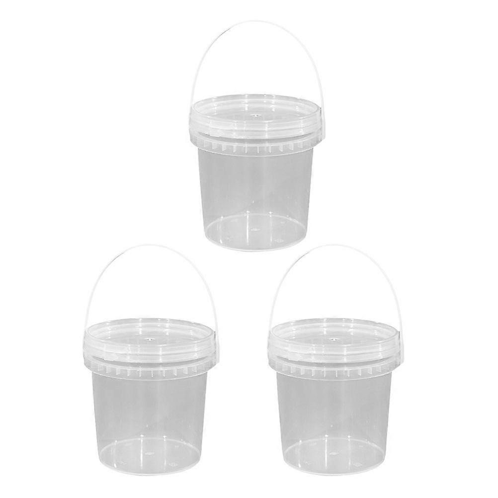 3pcs Portable Ice Cream Storage Buckets Transparent Storage Buckets for Home