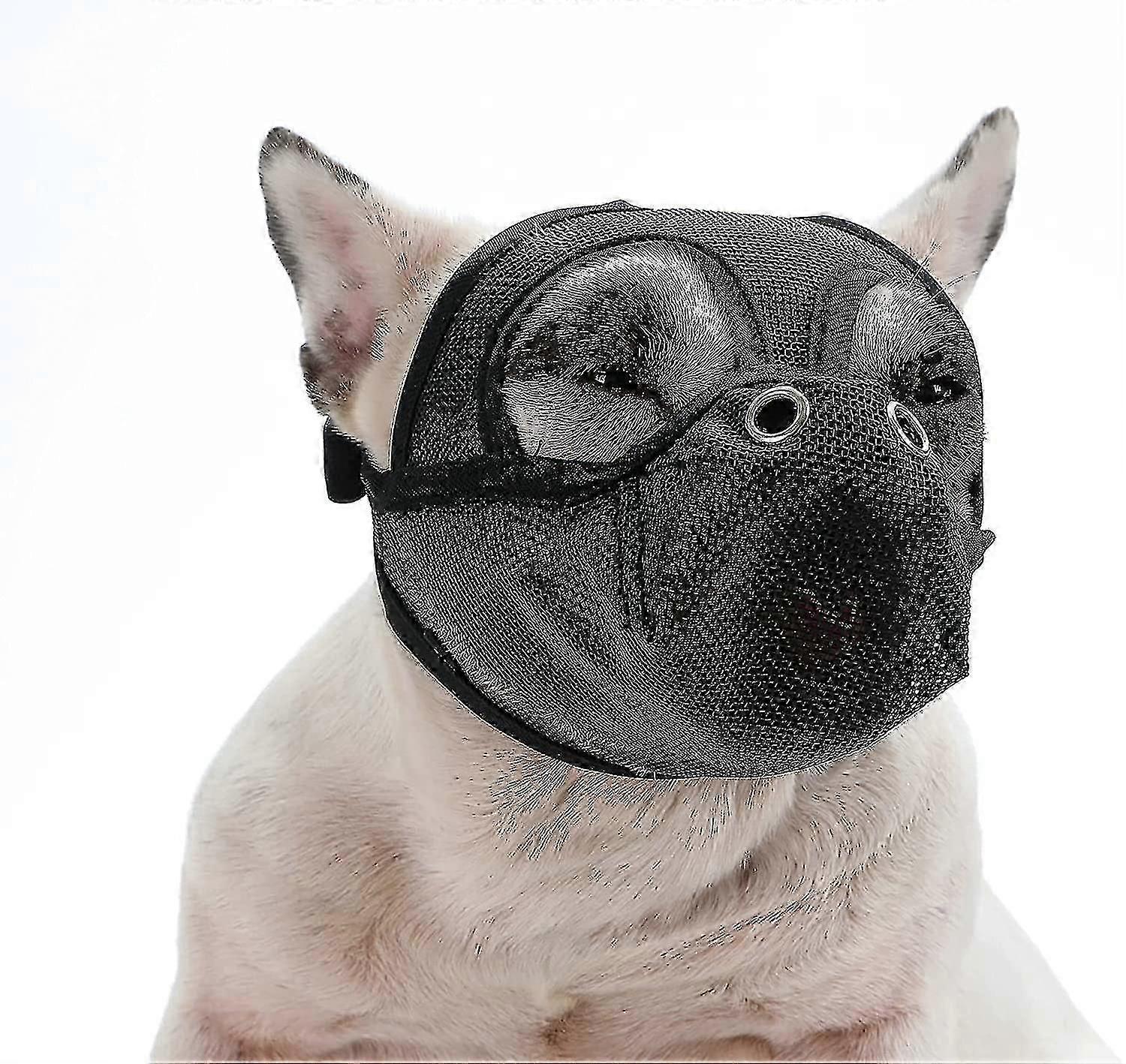 Dog Muzzles,bulldog Muzzle Adjustable Breathable Mesh Dog Muzzle Can Stick Out Tongue And Drink Water Anti-biting