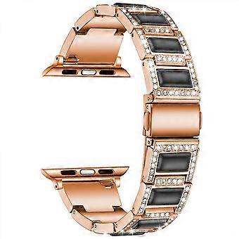 Metal Band for Apple Watch 38/40/41mm Rhinestones Resin Wristband Diamond Bracelet Stainless for iWatch Series 8 7 6 5 4 3 2 1 SE