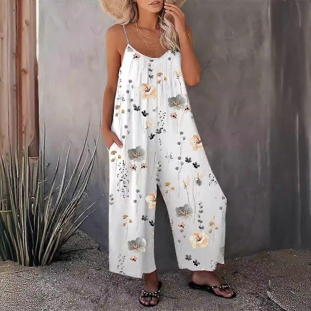 2024 Fashion Spring and Summer Casual Women's Suspender Trousers Autumn Loose and Breathable Style Printed Sleeveless Jumpsuit for Women