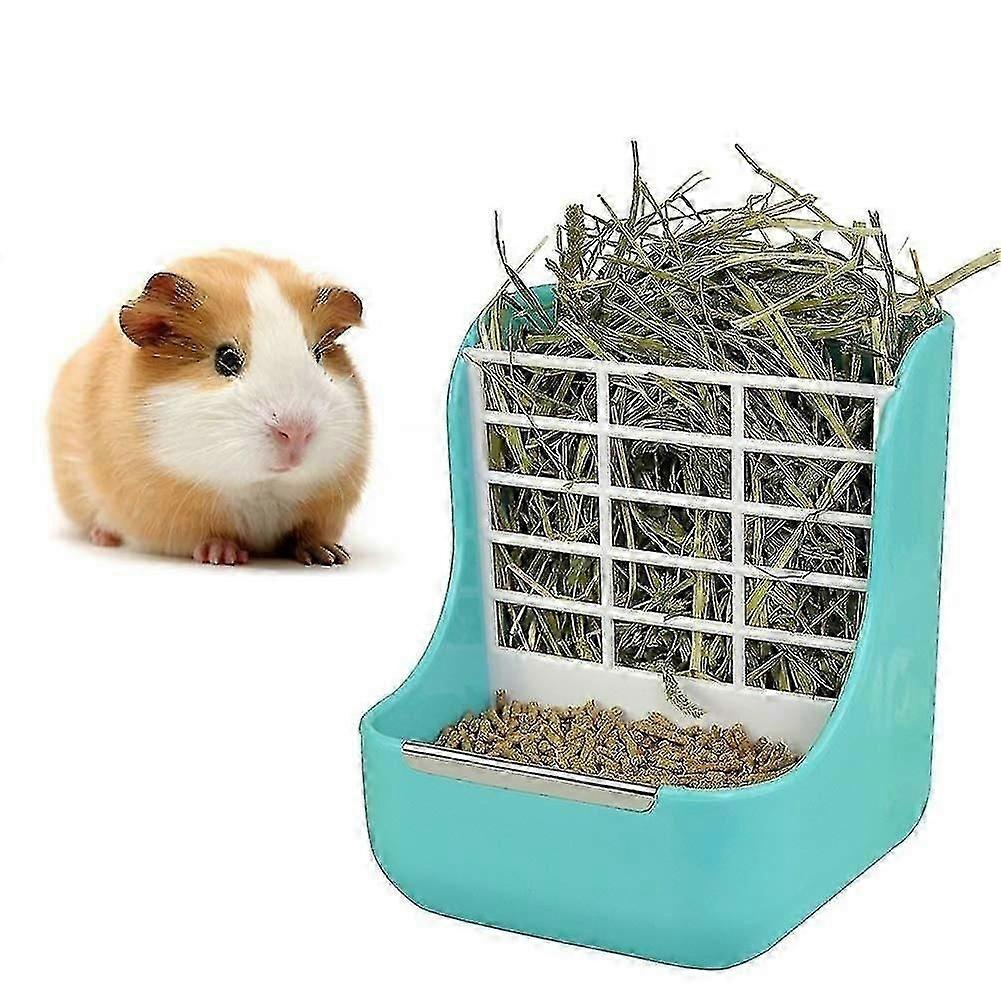 Rabbit Feeder, Guinea Pig Hay Feeder, Guinea Pig Hay Feeder, Plastic Chinchilla Feeding Ring (Blue)