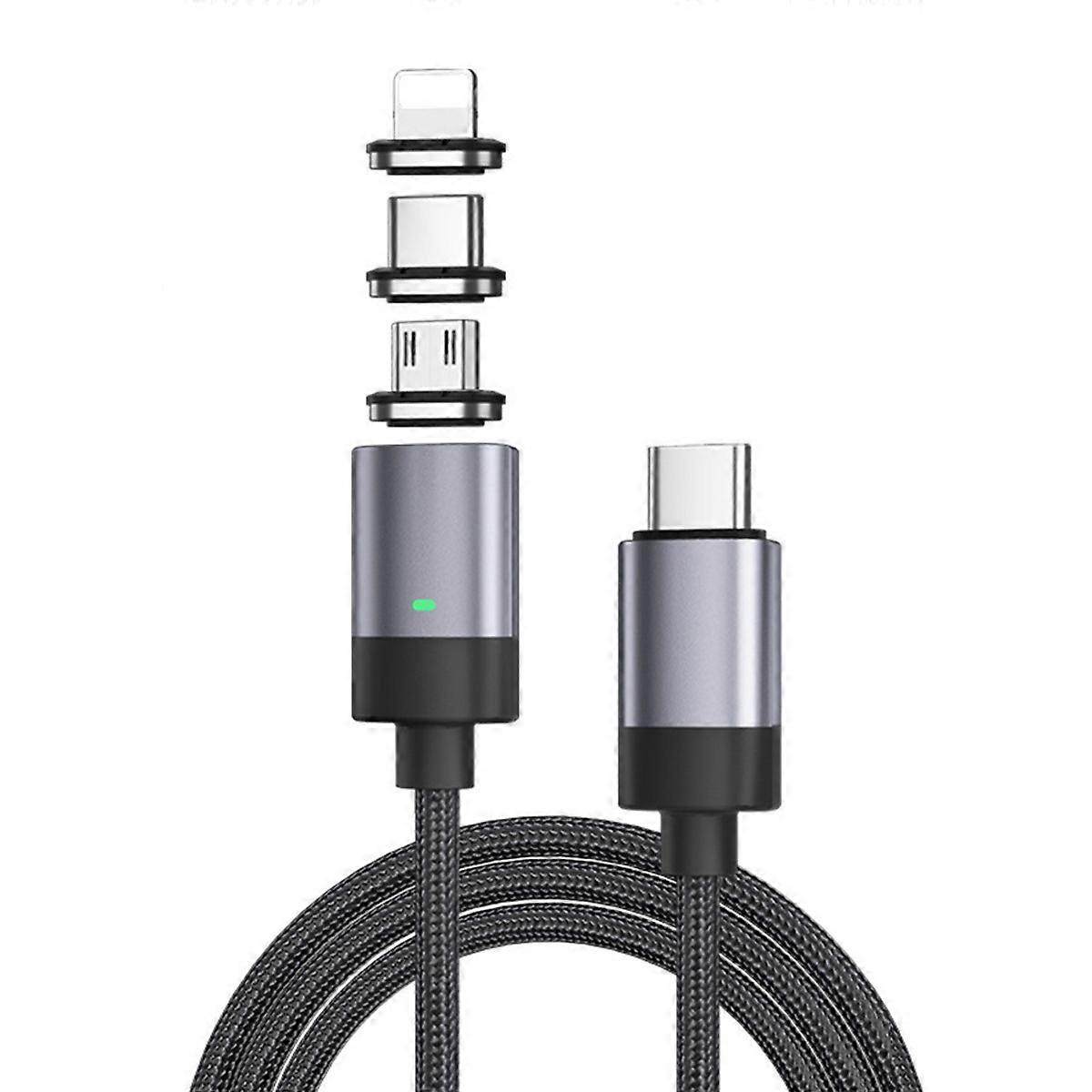 3 in 1 Fast Charging Magnetic Data Cable, Style: 1m Cable + 3 Magnetic Head