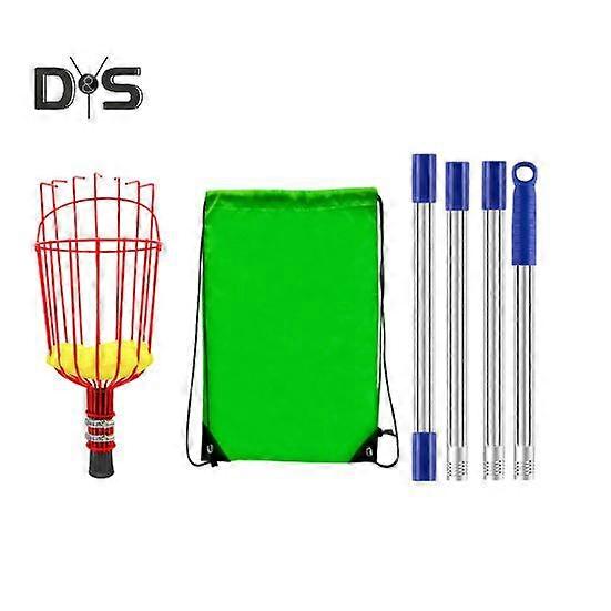 Multifunctional Fruit Picker Multi Section Fruit Picking Pole with Basket Adjustable Length Stainless Steel Handle Fruit Picking Tool for Avocado Fig