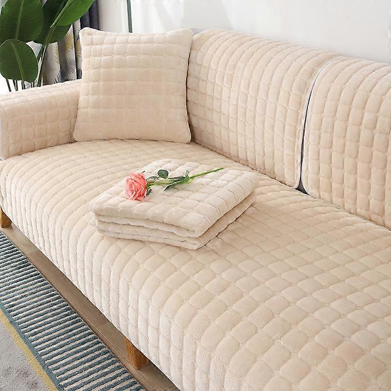 Solid Color Non-slip Sofa Cover Thicken Soft Plush Sofa Cushion Towel for Living Room Furniture Decor Slipcovers Couch Covers
