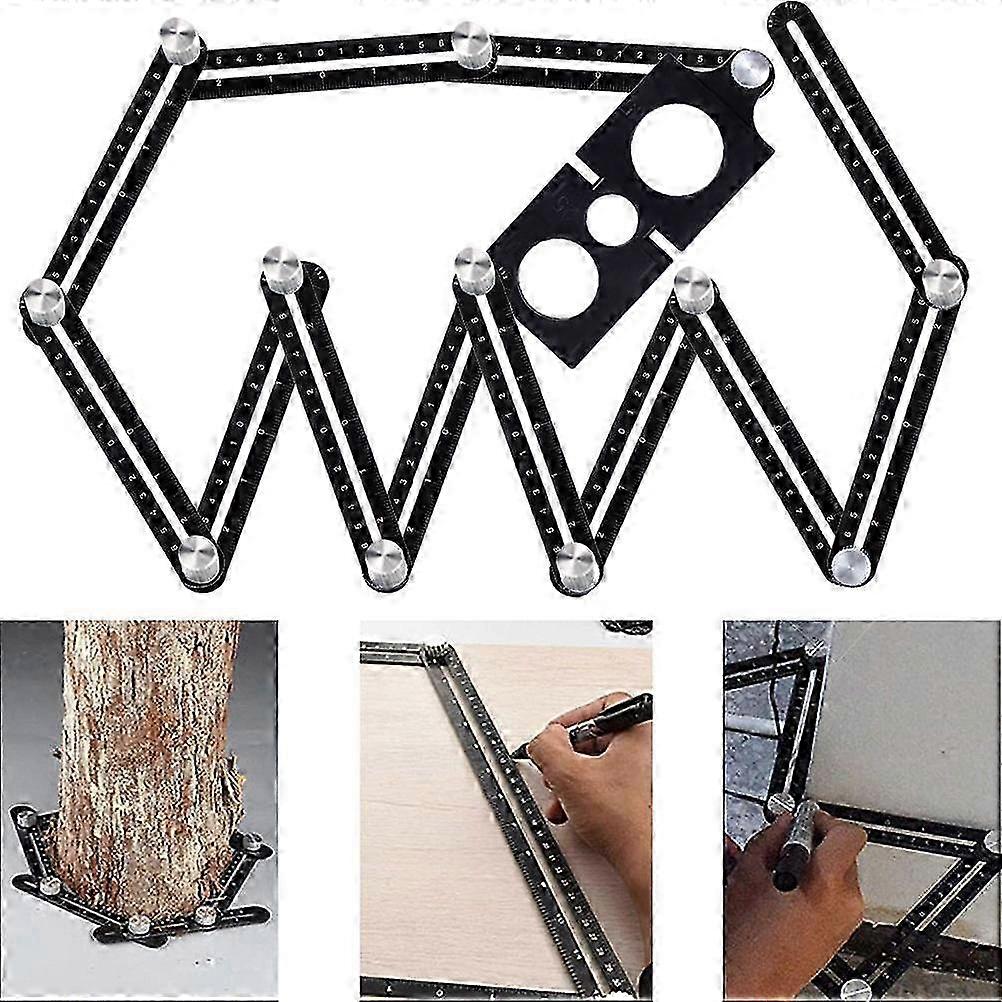Multi Angle Measuring Ruler Aluminum Alloy 12 Fold Tile Opening Locator Angle Measurement Tool