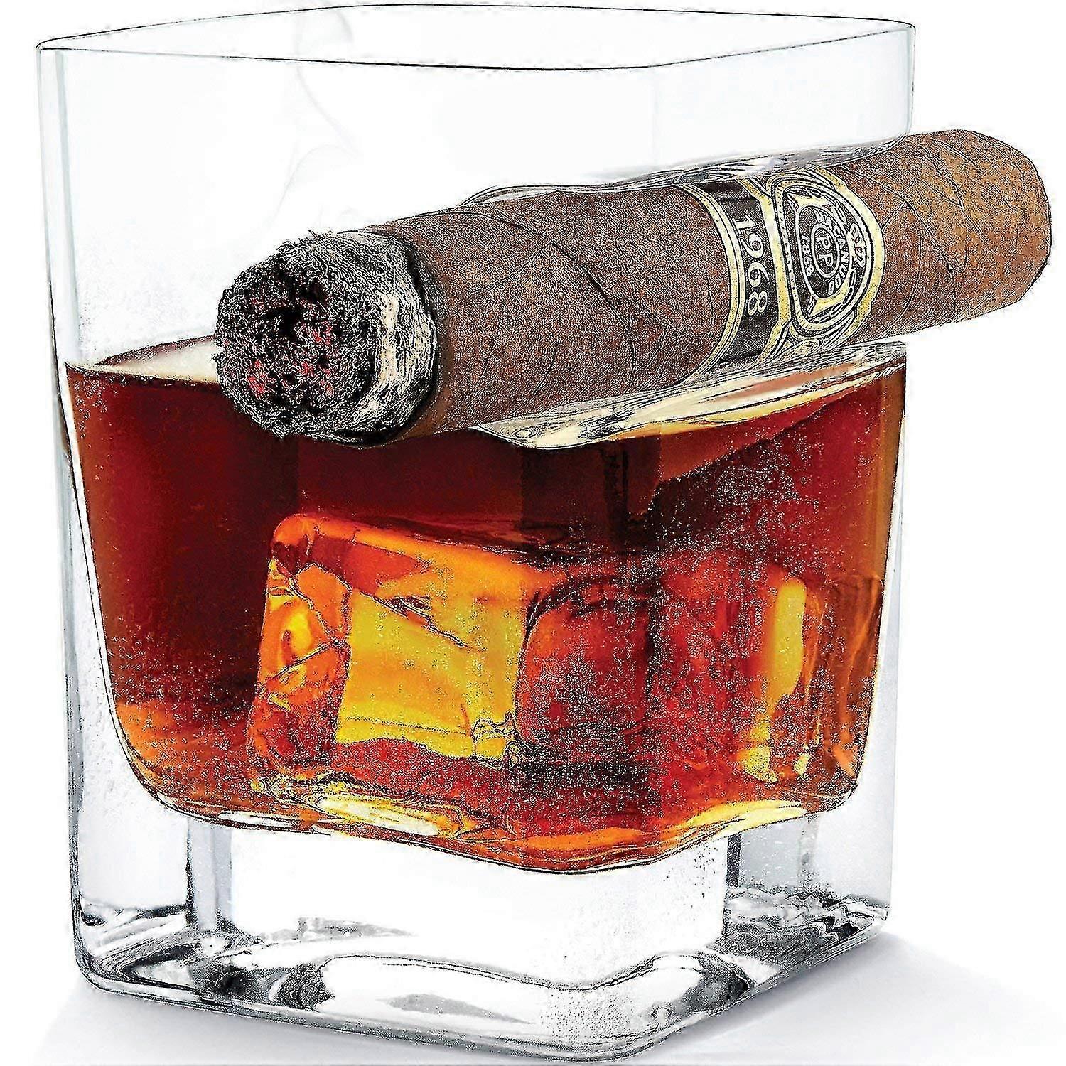 Cigar Glass - Double Old Fashioned Glass With Built-in Cigar Rest