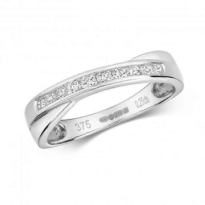 Diamond Jewellery 9ct White Gold Diamond Crossover Ring - 0.25CT RD365W