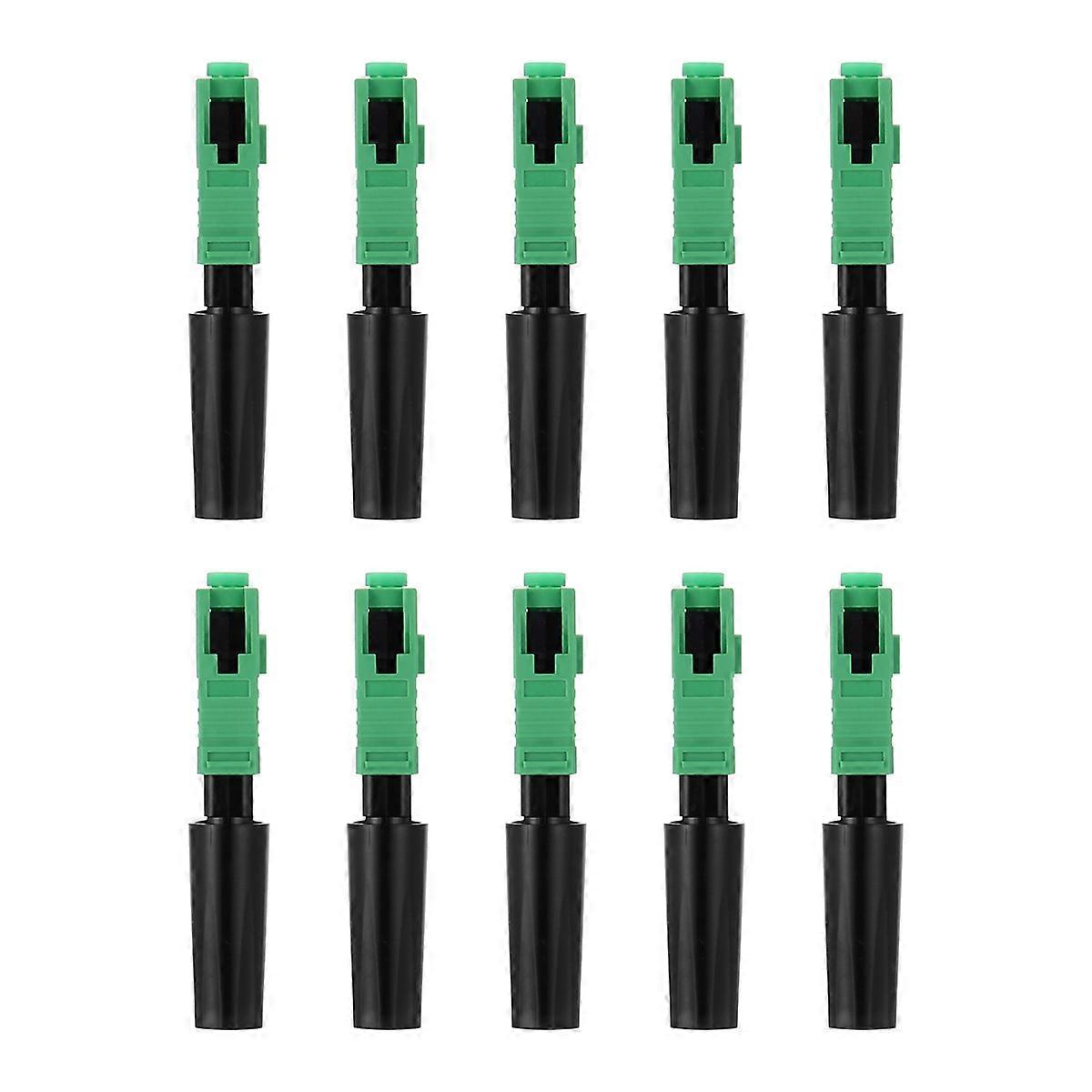 10pcs Ftth Embedded Quick Connector SC/ Green Plastic Fiber Optic Connector