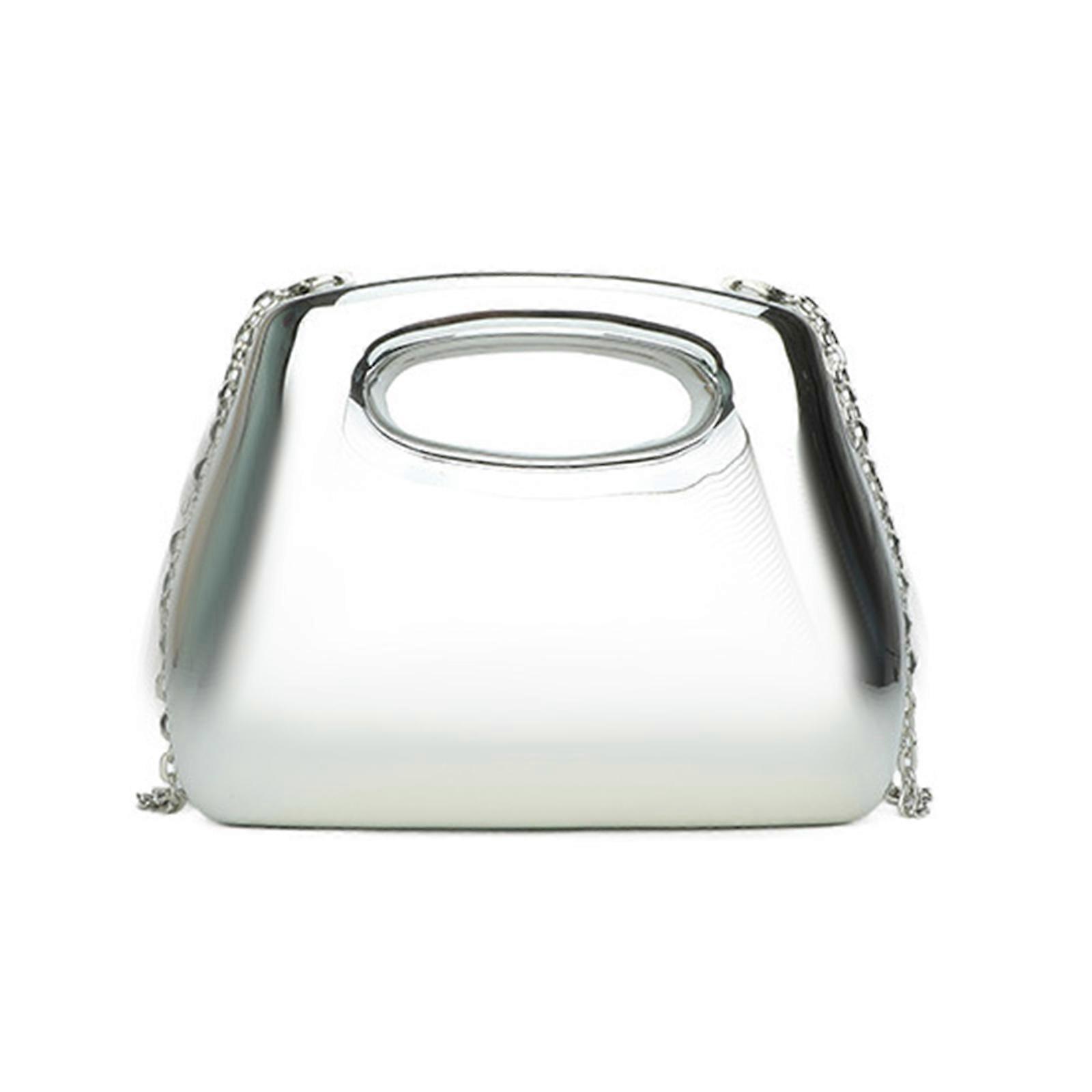 Elegant Acrylic Evening Bag with Chain Strap Modern Shoulder Bag Handbag Suitable for Weddings Dates and Night Outs Silver