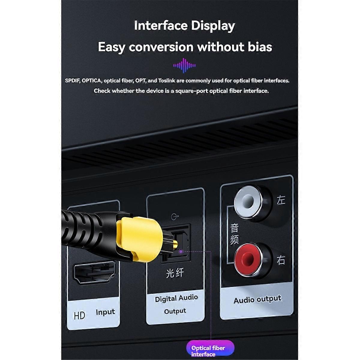 USB Digital Fiber Optical Audio Cable Square Port SPDIF to 3.5mm Audio Converter for Connection to A