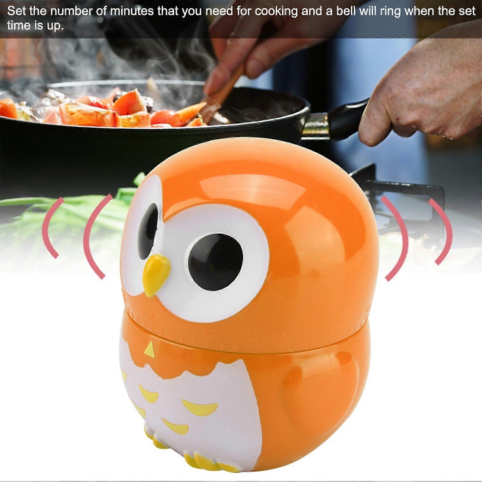 Digital Cooking Timer, Cute Owl Shape Timer Mechanical Manual Timer Mechanical Home Cooking Counters Alarm Clock Kitchen Gadget Tools(Orange)