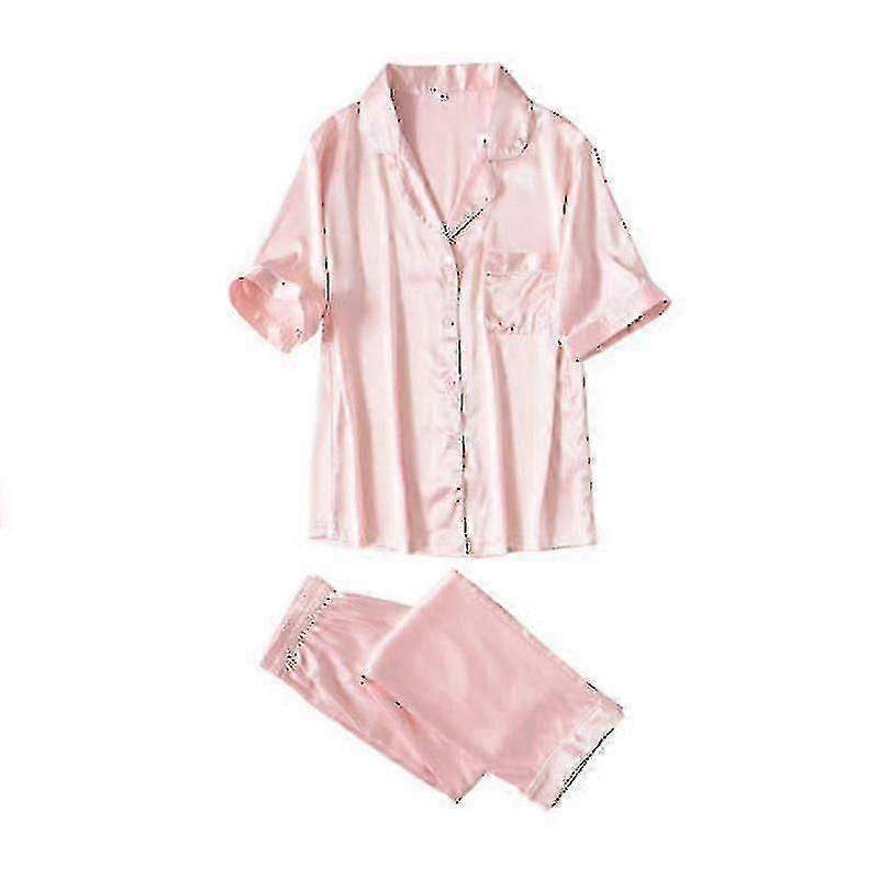 "Pyjamas för kvinnor, Notch Collar, Kortärmad Nattkläder, Tvådelad Pyjamasset"