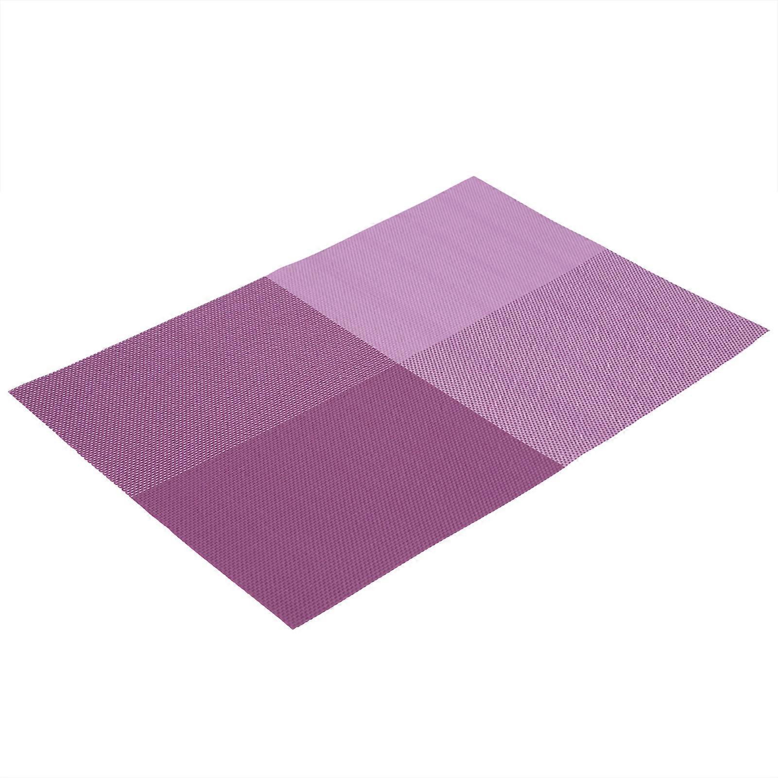 4pcs Rectangle Table Mats for Dining Table Plaid Pattern PVC Dining Placemat (Purple)