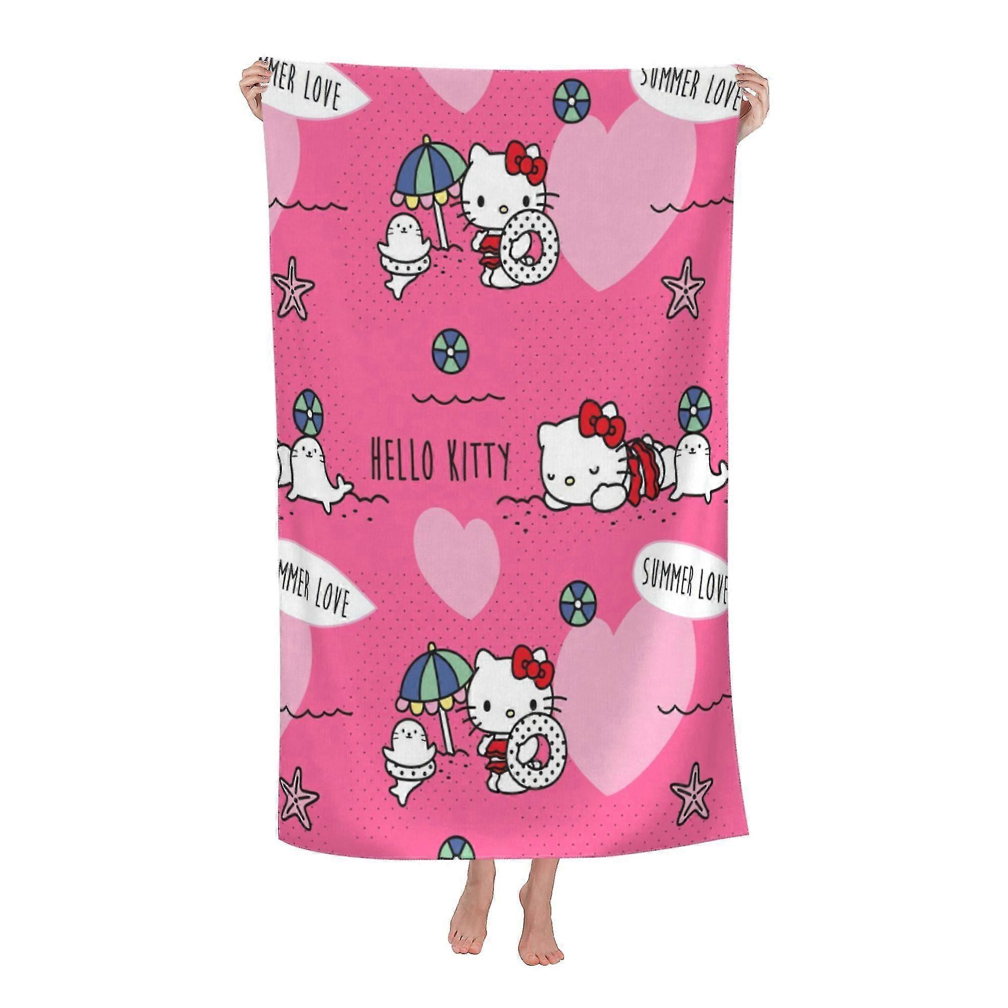 Hello Kitty badehåndkle, stort badehåndkle i mikrofiber