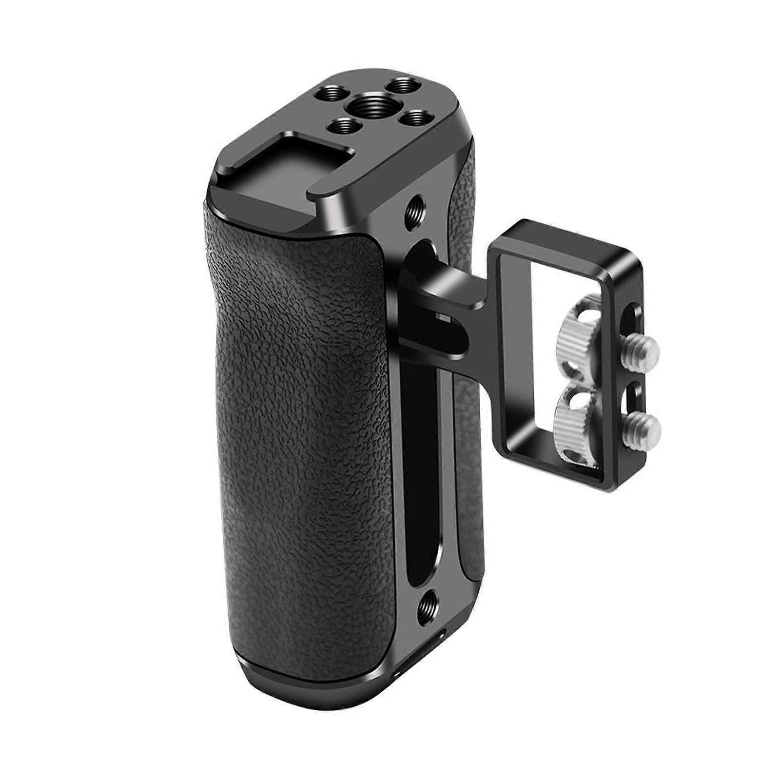 Quick Release Side Handle for Camera Cage Adjustable with Height and Multiple Threaded Interfaces Black