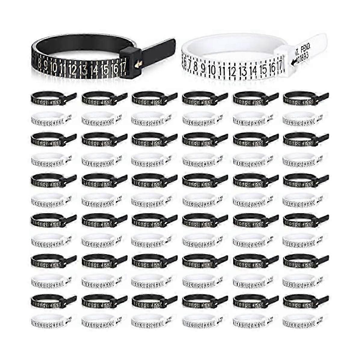 100 Pack Reusable Finger Size Gauge Measure Ring Sizer Plastic US Ring Measurement Tool White and B