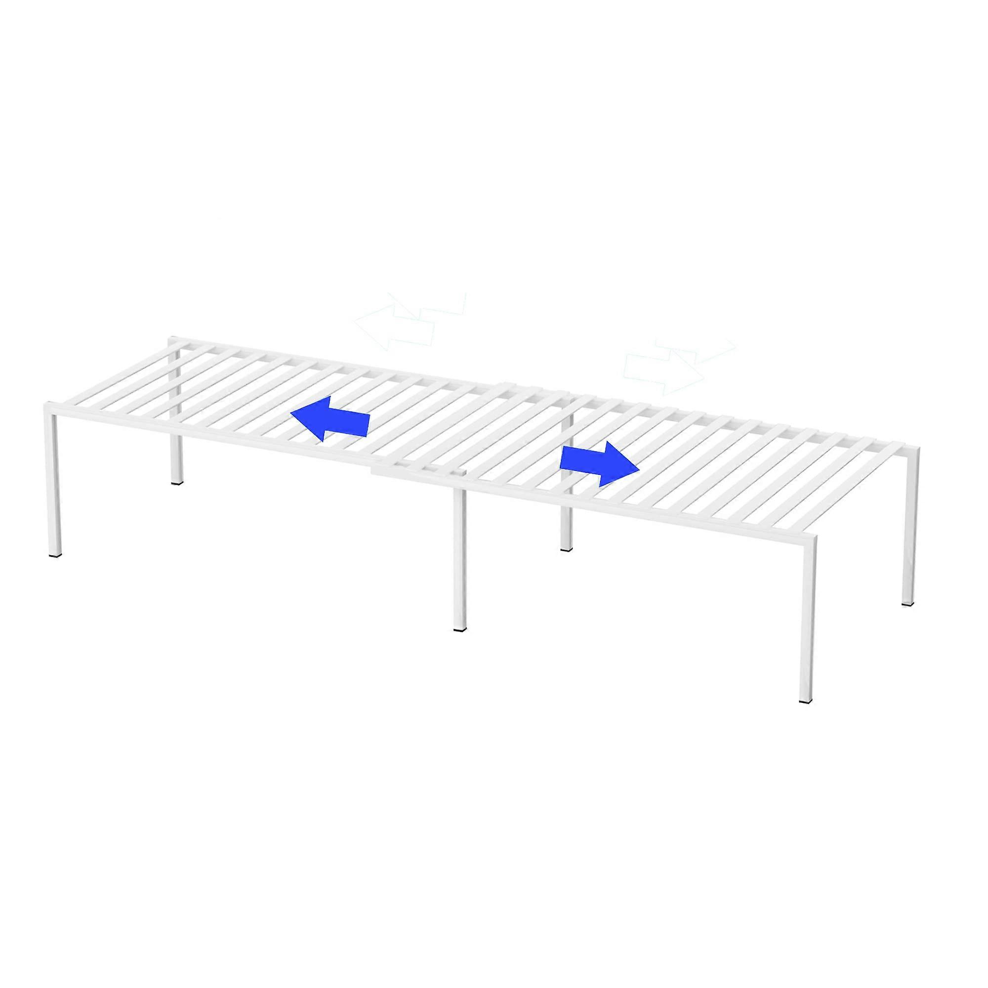 Expandable Cabinet Storage Shelf Rack Kitchen Counter and Cabinet Shelf Steel Metal Wire White