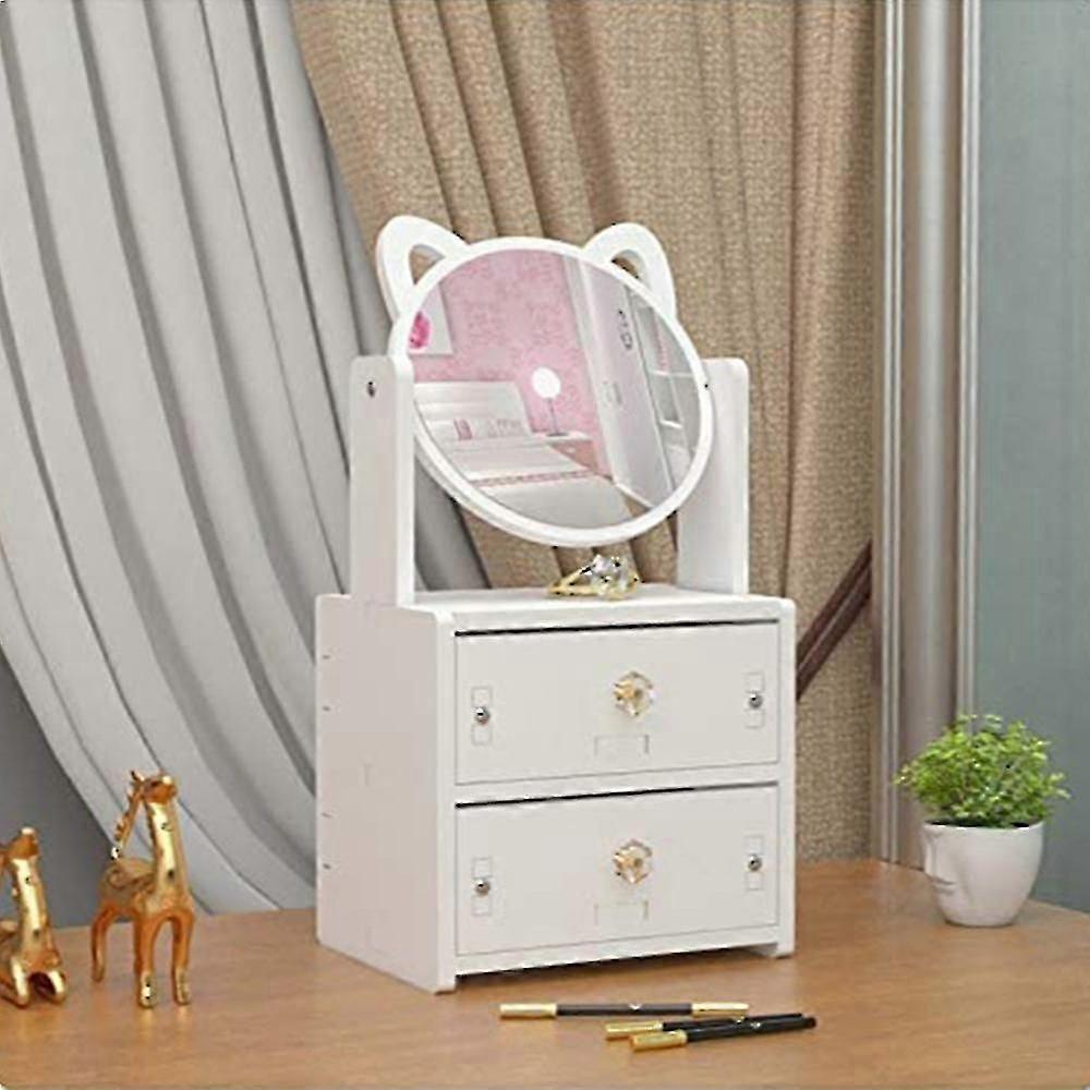 Makeup Organizer Cosmetic Storage Display Boxes With Mirror
