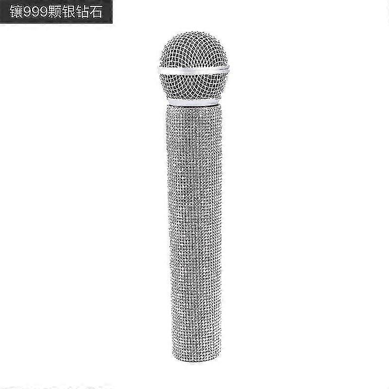 Silver Diamond Simulering Mikrofon Simulering Trening Ytelse Mikrofon Mikrofon Rekvisitter Fotografi Modell Leketøy Falsk Mikrofon