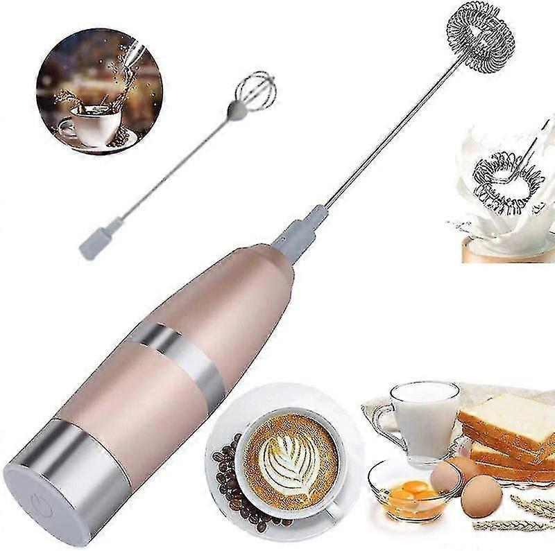 Mousseur à lait à main Mousseur à piles pour fabricant de mousse de lait Mélangeur de boisson durable Fouet en acier inoxydable1set-comme indiqué