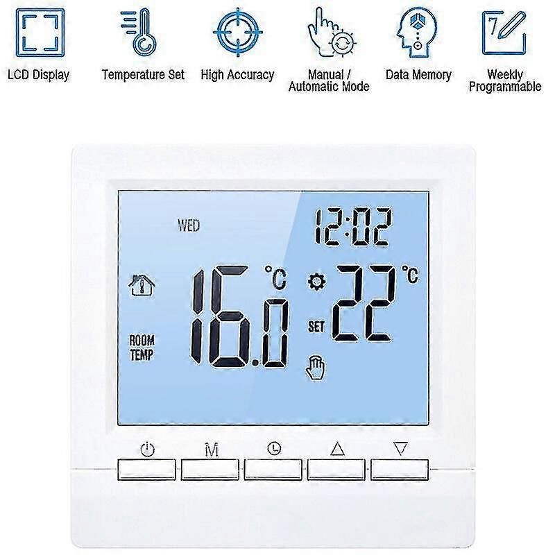 Smart Thermostat, Digital Temperature Controller, Lcd Display Week Programmable Electric Floor Heating Thermostat,blue No Wi-fi