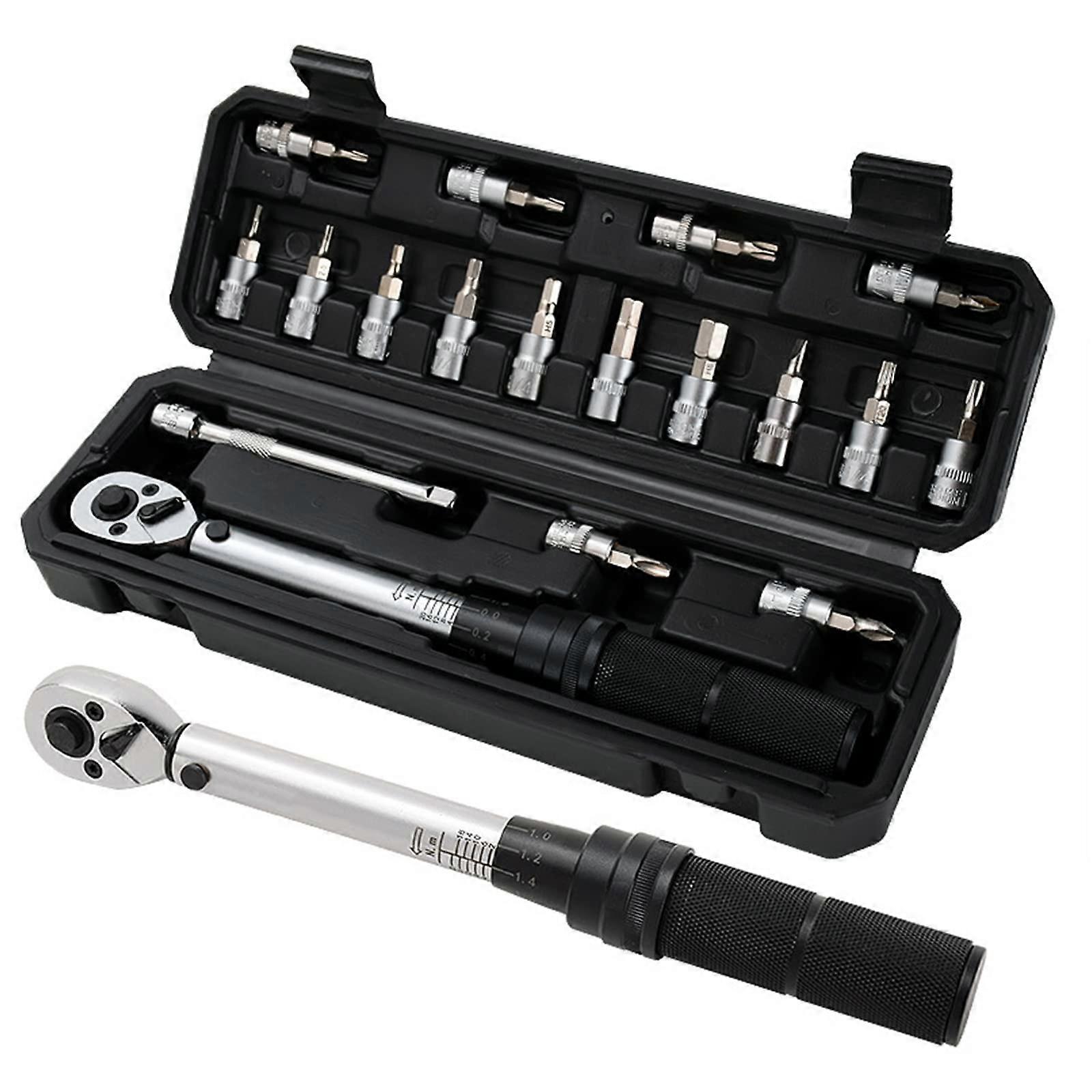 Professional Torque Wrench 2-20Nm for Allen Key & Socket Spanner Set, Cycling Repair Tool with Ratchet Wrench & Adapter