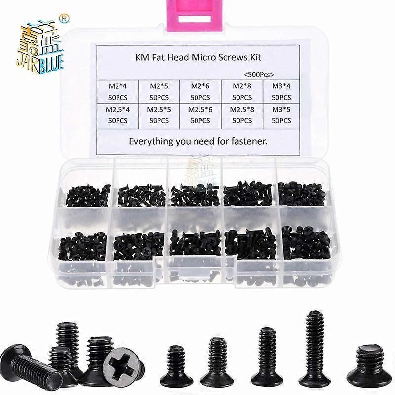250Pcs/500pcs M2 M2.5 M3 Km Screw Flat Head Phillips Screws  Laptop Notebook Screws Set Kit For Computer Small Screw