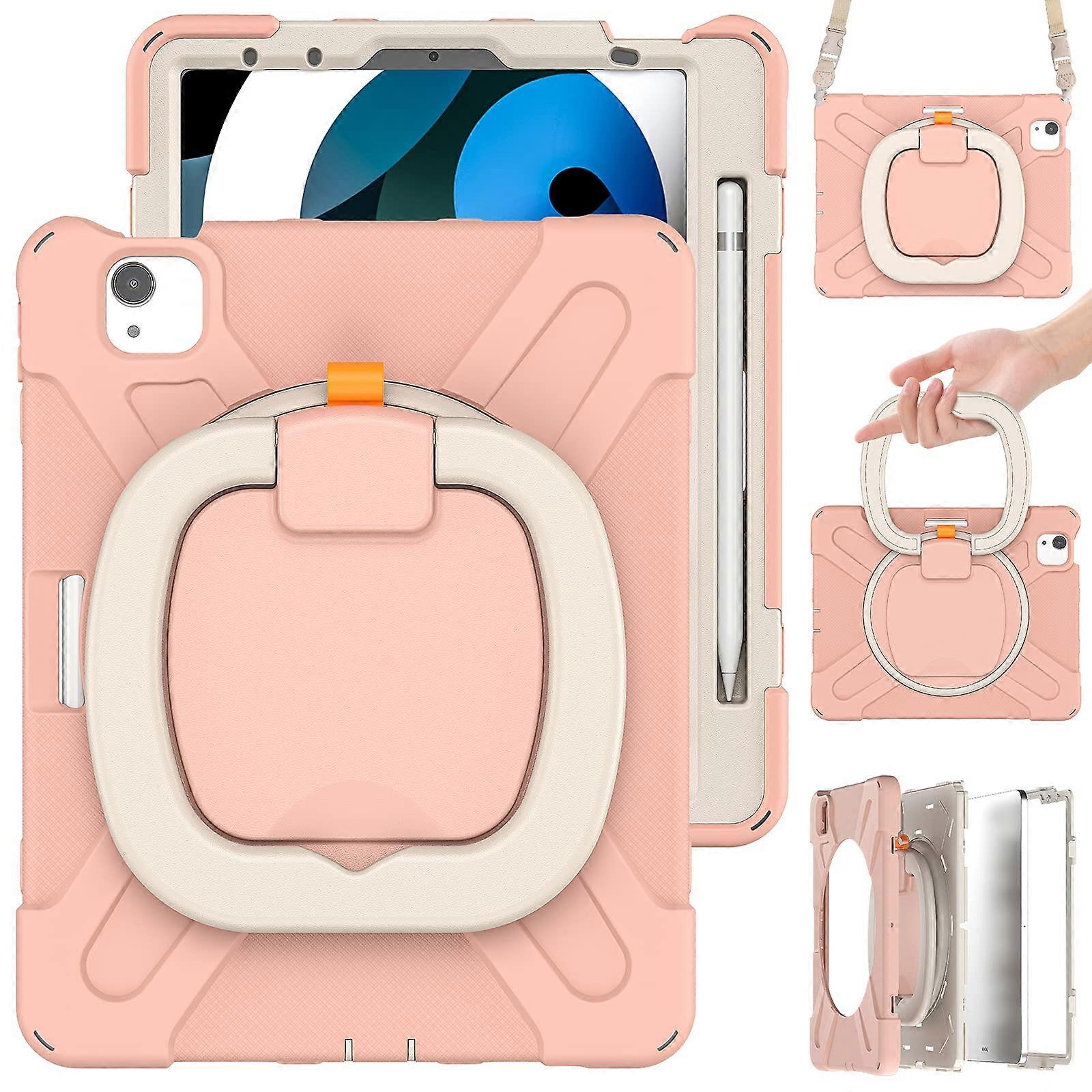 iPad Air 11 Inch Case with Pencil Holder & Stand, Compatible with 2025 M3/2024 M2 & 5th/4th Gen 10.9 Inch, Rose Gold