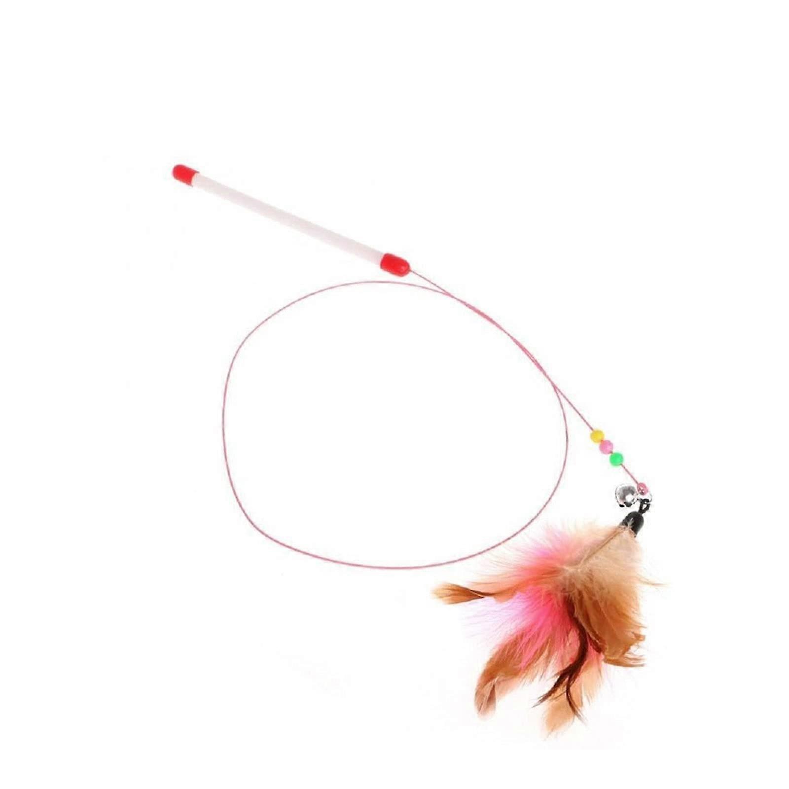 Cat Feather Toys Interactive Retractable Feather Teaser Stick Wand with Bell for Cats Kittens and Dogs, Steel Wire Design