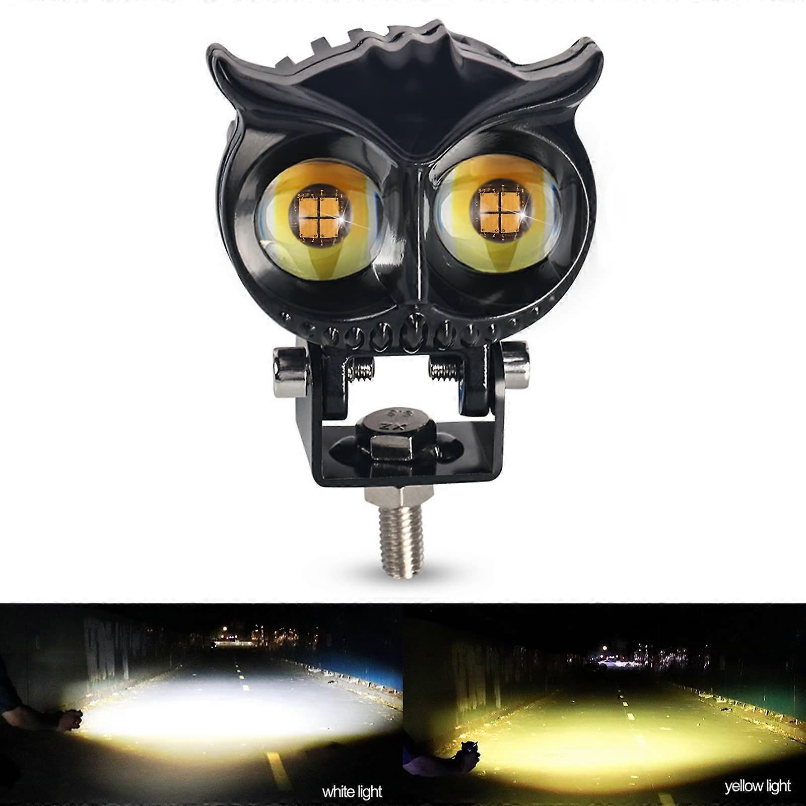 Motorcycle Fog Lights LED Headlight Owl Shape High Low Beam Universal 9-60V Compatible for Motorbikes ATVs Trucks