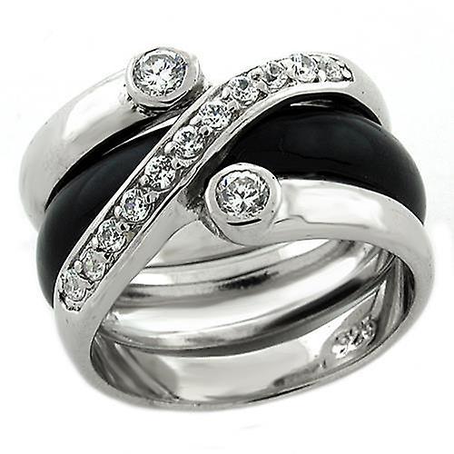 Anello in argento sterling AAA GRD CZ Clear LOAS1218 per le donne Stile Rodio
