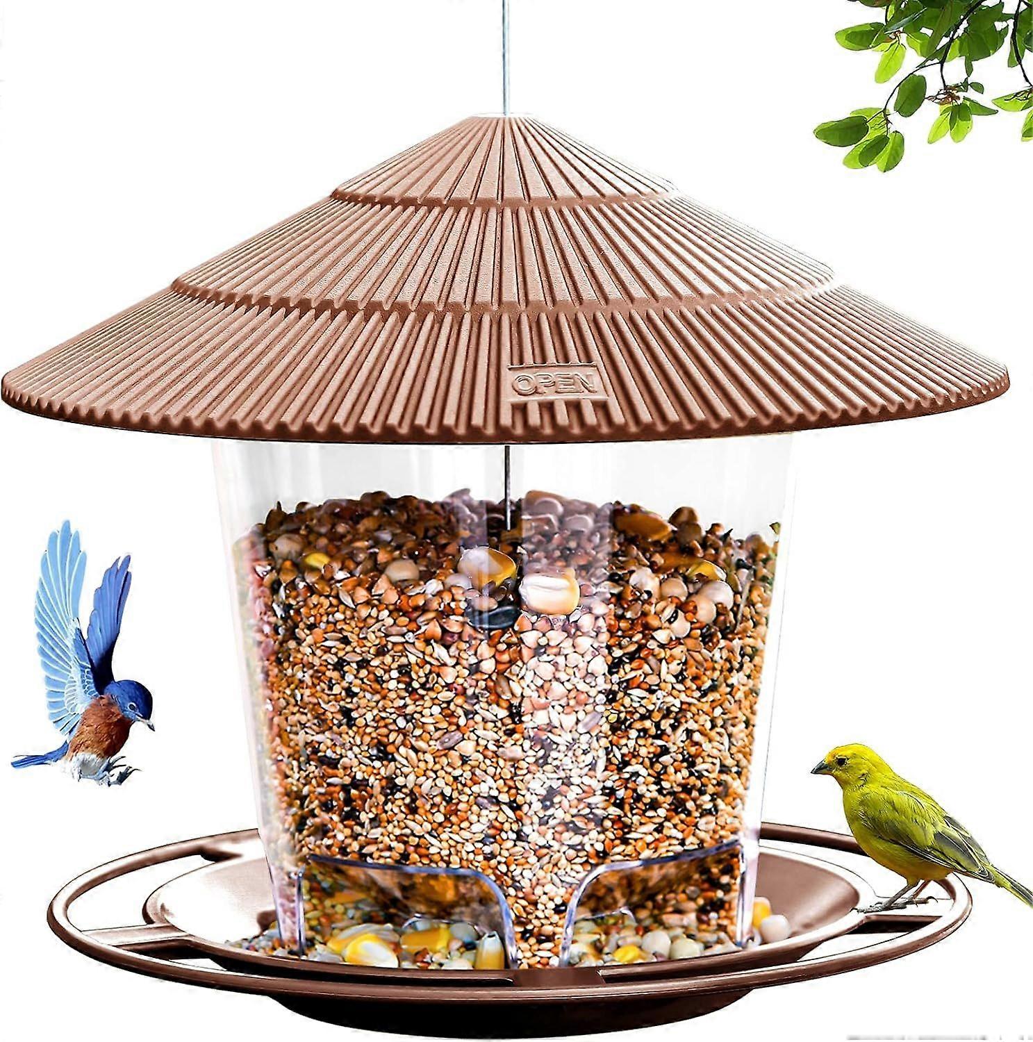 SCSYV Hängendes Vogelfutterhäuschen Eichhörnchen Proof für Wildvogelfutter im Freien, draußen, Gartendekoration (braun)