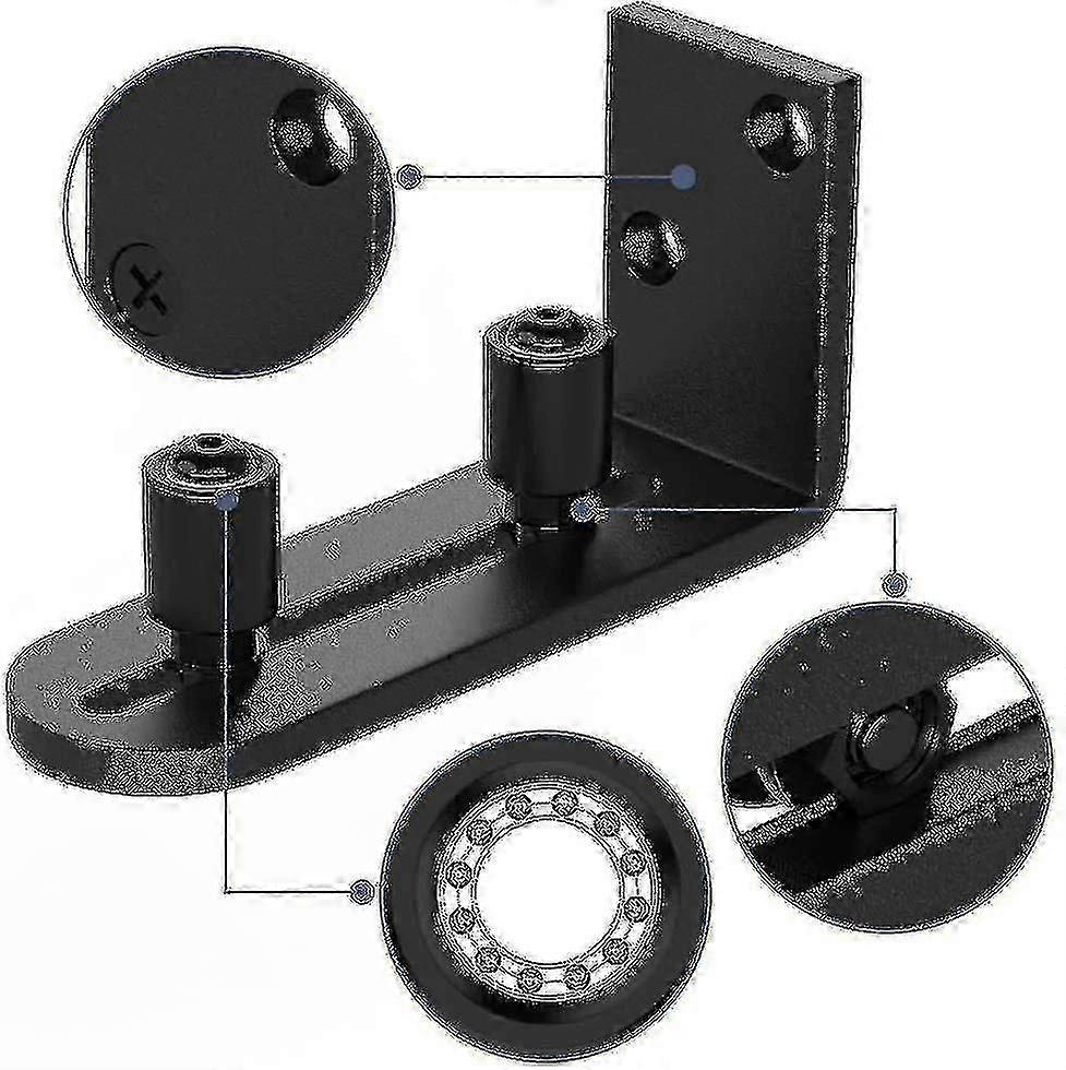 Ny skjutbar ladugårdsdörr golvstyrningar justerbar stag rulle hårdvara kit, svart - JV