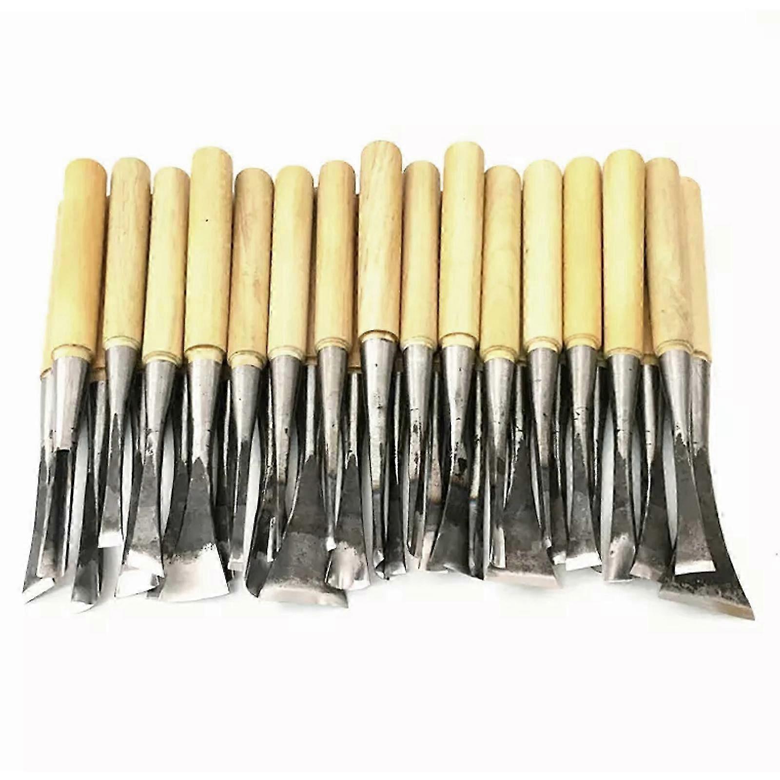 31Pc Universal Wooden Chisels Made By Hand Wooden Carving Tool Set W/ Tool Bag Js