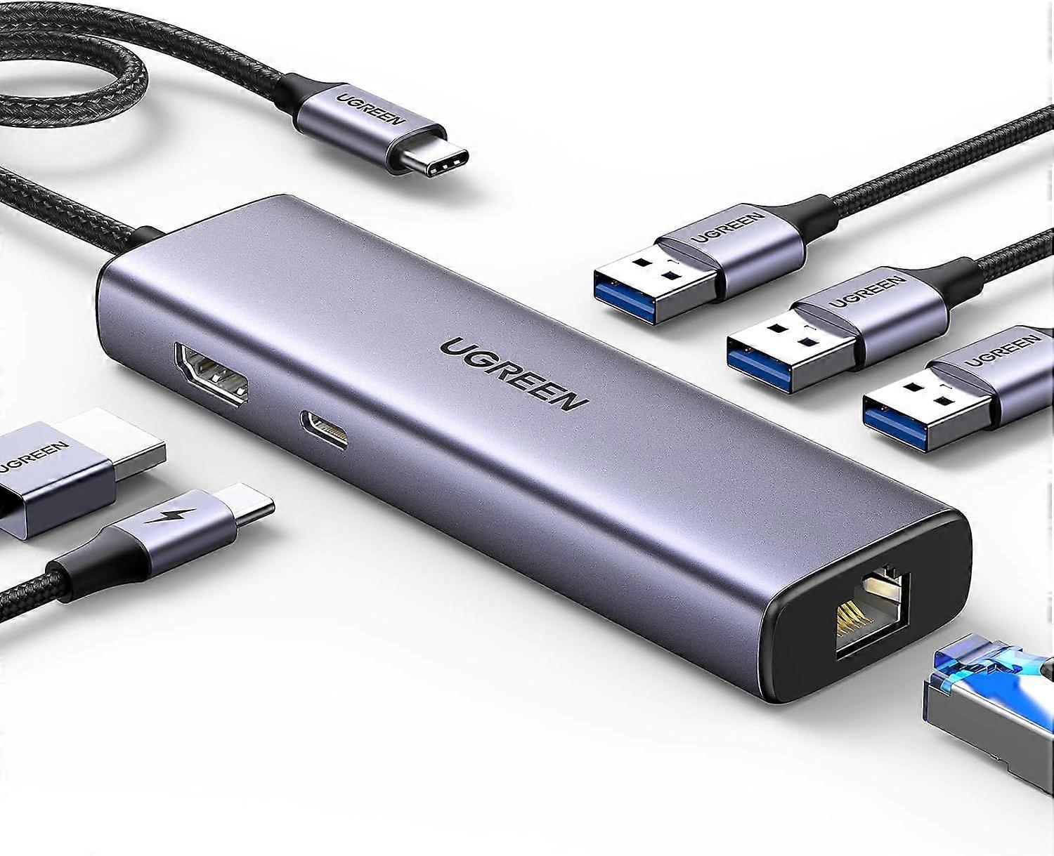 2025 Ultimo modello Revodok 6 in 1 USB C Hub Gigabit Ethernet Adapter con 4K