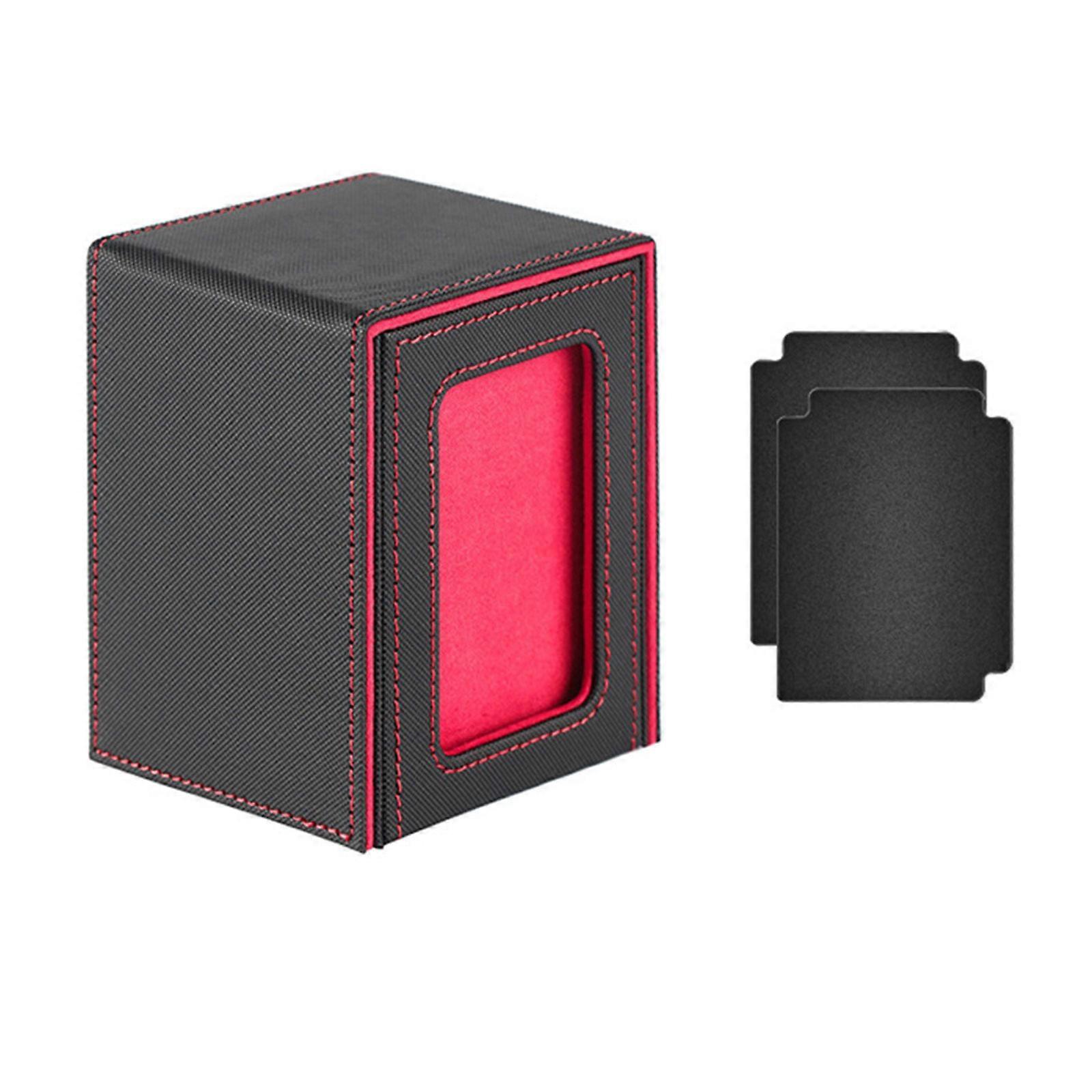 Card Box Card Organizers with Display Window Box Case Holder For 100Cards Efficient Management Black outside and re