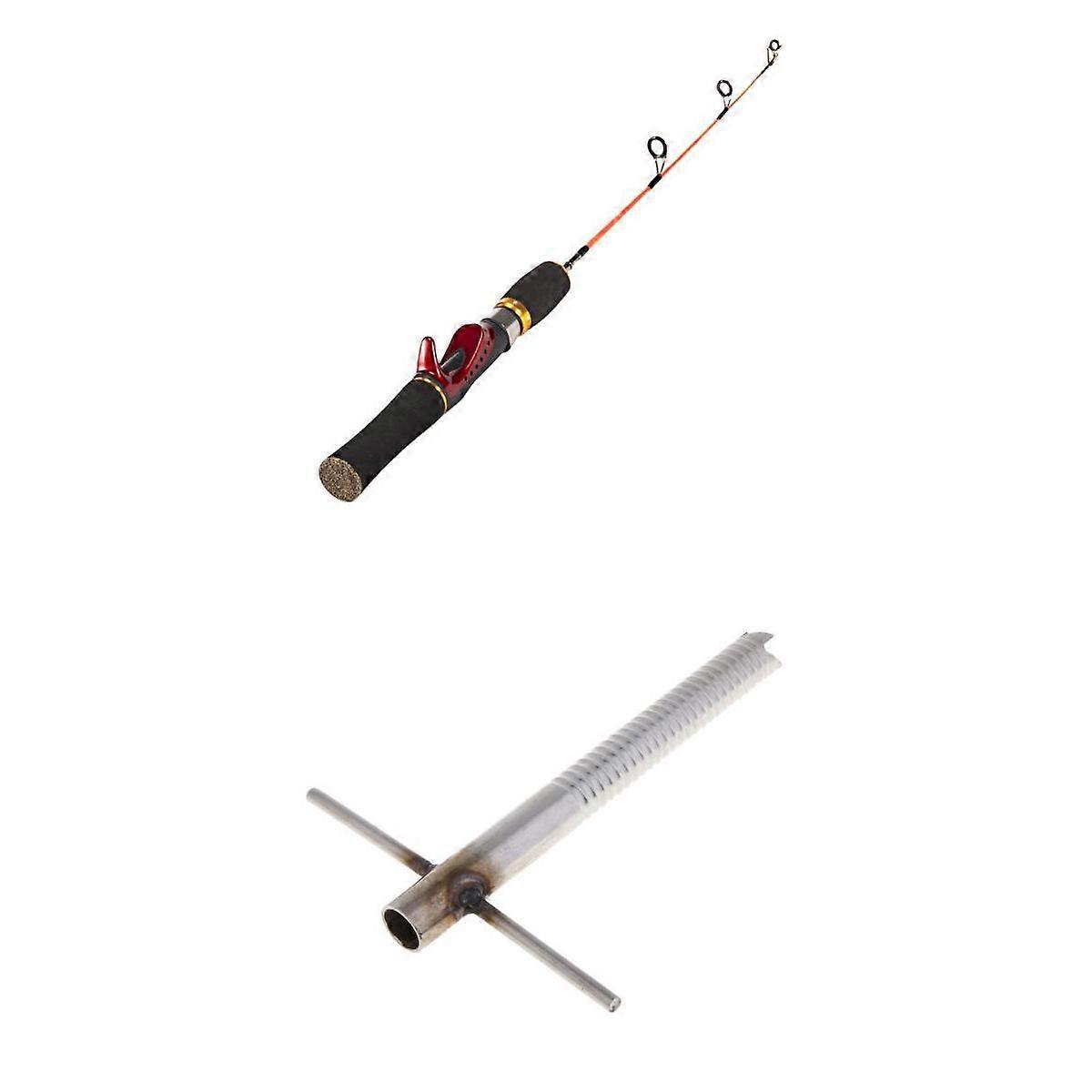 52cm Eisangelrute 2 Sektionen mit Eisbohrer