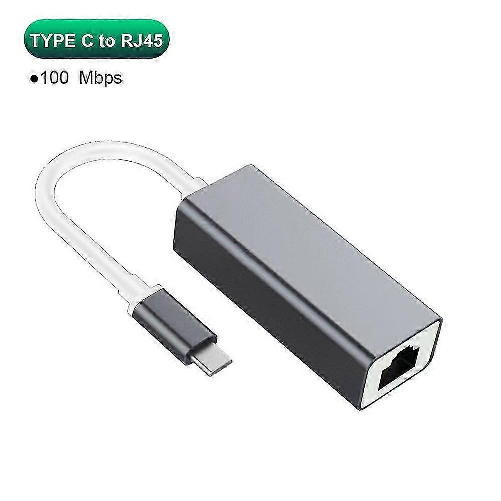 USB Ethernet Adapter Type C USB to RJ45 Lan Port 100 Mbps Network Card for for PC Laptop Plug and Play