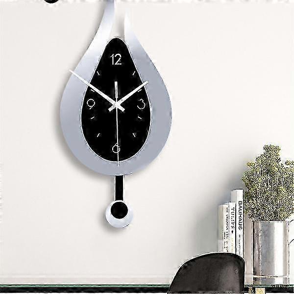 Moderno Semplice Creativo Swing Parete Orologio Silenzioso Argento Arredamento Europeo