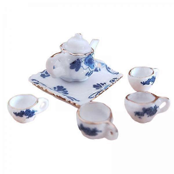 4 x 6 Pieces 1:12 Ceramic Tea Set Miniature Set Accessories
